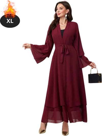 Bovista Islamitische Kleding - Djellaba Dames - Moslim Kleding - Arabisch Dames Kaftan - Alhamdulillah - Bordeauxrood XL
