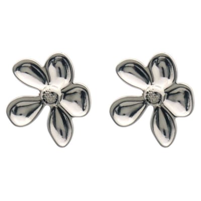 Edelstalen oorbellen - bloemvorm - zilverkleurig - RVS - 2.5 cm