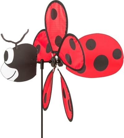 Windspinner Lieveheersbeestje - Tuindecoratie Lucht - Tuin Decoreren - Werkt bij Weinig Wind - 33 cm - Rood