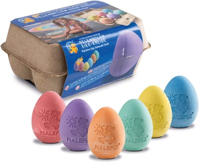 PUSTEFIX Stoepkrijt - Eierdoos 6 Stuks - Speciale Vorm - Geef De Wereld Kleur - 4 Jaar