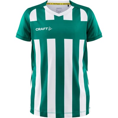 Craft Progress 2.0 Stripe Shirt Korte Mouw Kinderen - Groen / Wit | Maat: 122/128