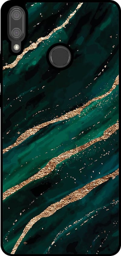 Smartphonica Telefoonhoesje Geschikt voor Huawei Y9 (2019) met marmer opdruk - TPU backcover case marble design - Groen Goud geschikt voor Huawei Y9 (2019)