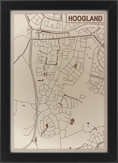 Houten stadskaart van Hoogland