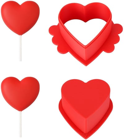 Allecto - Cake Pop Cutter - Hartvormige Cake Pop Snijder - Perfect voor Feestjes - Rood - Bakaccessoires - Geschikt voor Bruiloften - 6.5x6.3cm
