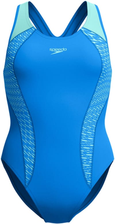 Speedo Placement Laneback Dames Sportbadpak - Zwart/Groen