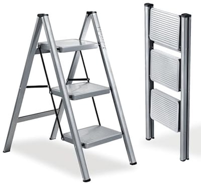 Vouwladder met 3 Treden - Huishoudladder met Antislip Treden, Licht en Compact, Tot 150 kg Draagvermogen