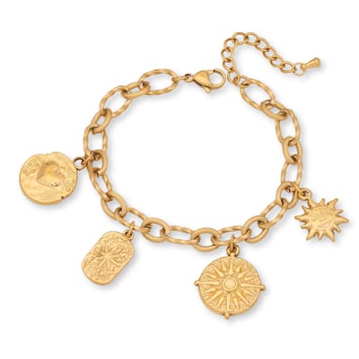 Marama - Bedelarmband Fien Zon - Zomers design - Gouden plating - Nikkelvrij - 4 Bedels - Schakelarmband - Dames