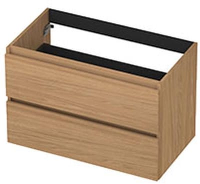 INK - Onderkast 2 Laden Greeploos met Houten Keerlijst - 800x450x520 Mm - Blank Eiken