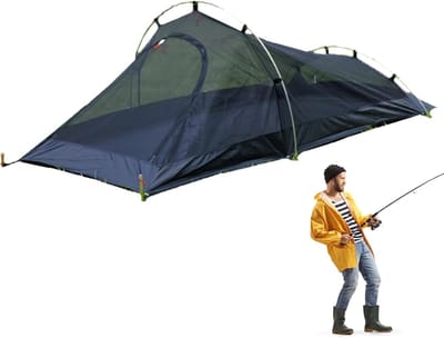 Camping Bed Tent - 1-Persoons Tent - Outdoor Reizen - Geïntegreerd Ontwerp - 240x100x77cm - Zwart