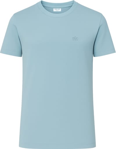 Vercate - Knitted T-Shirt - Korte Mouw - Lichtblauw - Blauw - Regular Fit - Excellent Katoen - Maat S