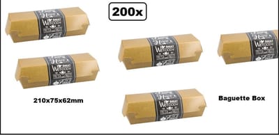 200x Baguette Box Tasty karton- frikandel snack tapas bakje festival thema feest carnaval take away food