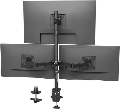 DEXO® Monitor Arm 3 Schermen - Triple Monitor Arm - Monitor Arm 3 Monitoren - 360 Graden Roterend - Zwart - 86cm x 1cm x 1cm
