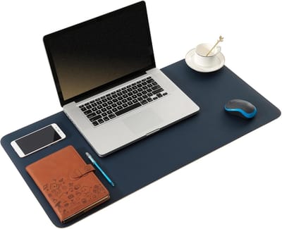 pad, Bureau Mat Dubbelzijdig Lederen Computer Pad Ultra Dunne Grote Waterdichte Muismat Bureau Schrijfblok voor Kantoorwerk/Thuis/Decor (Blauw &Oranje, 90 x 43cm)
