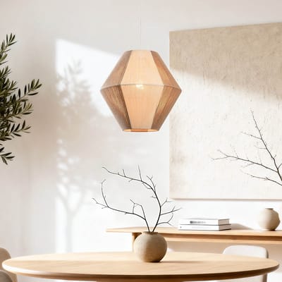 LumenXL Natuurlijke hanglamp Tarima in gevlochten crème- - koffiekleuren - katoen