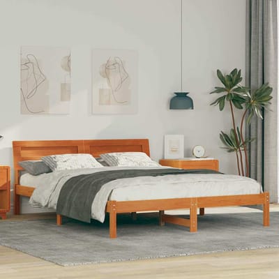 vidaXL - Bedframe - Wasbruin - 160 - x - 200 - cm - Massief - grenenhout