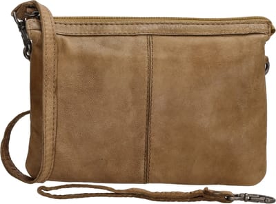 Beagles Maspalomas Schoudertas Dames - Handtas met verstelbare en afneembare schouderband - Tas van 100% Leder - Taupe