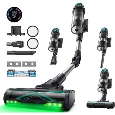 Vexilar V15Max draadloze steelstofzuiger met dweilfunctie, 65 kPa krachtige zuigkracht, 60 min gebruiksduur, flexibele buis, GreenEye-technologie,