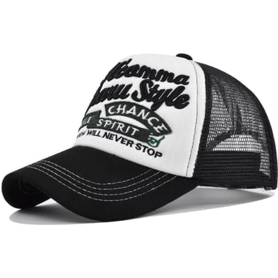 Printemps Été Sports de Plein Air Pare-soleil Protection Solaire Maille Casquette de Baseball Décontractée Respirante à Visière Mode Hip Hop Casquette de Camionneur 54-60cm white