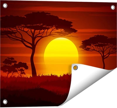 Gards Tuinposter Zonsondergang in de Savanne - Abstract - 50x40 cm - Tuindoek - Tuindecoratie - Wanddecoratie buiten - Tuinschilderij