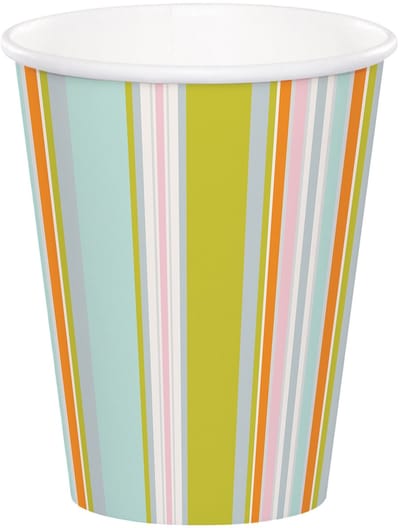 CREATIVE PARTY USA - 8 gestreepte jungle kartonnen bekers veelkleurig 256 ml voor verjaardag