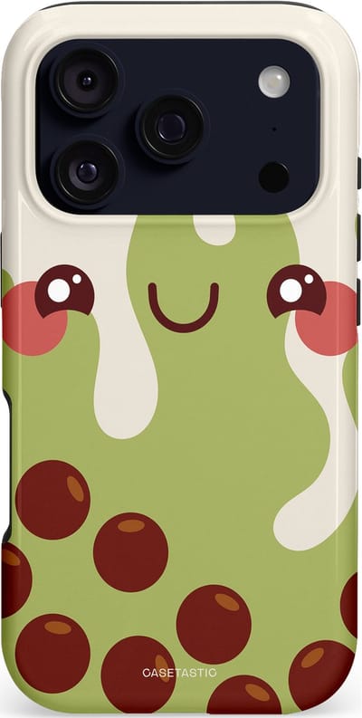 Casetastic hoesje geschikt voor Apple iPhone 17 Pro - MagSafe - Dubbellaagse bescherming - Smeltende pistache bolletjes - Fashion Case - Beige Lichtgrijs Bordeaux