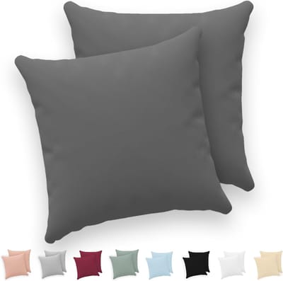 Famanu – Kussensloop (Set van 2) - 100% Katoen Jersey 150 - Antraciet - Kussensloop - Kussenhoes met ritssluiting - Oeko - Tex gecertificeerd