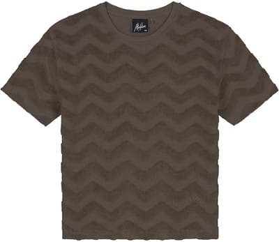 Malelions jacquard wavy towelling t-shirt in de kleur bruin.