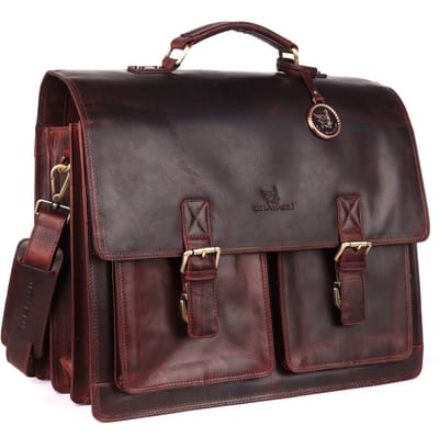 DE LAMASSU® (Gustavus) Leren Aktetas 17 Inch – Extra Ruim – Met Trolleyband & Organizer – Premium Business Tas Unisex Laptoptas 17 inch