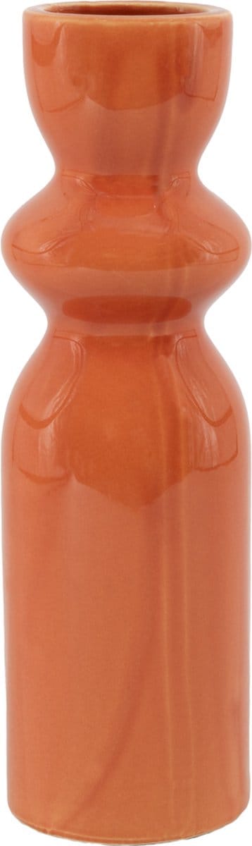 HomeBound by KY | Aardewerk vaas tangerine | 9x9x29,5cm | bloemenvaas keramiek oranje