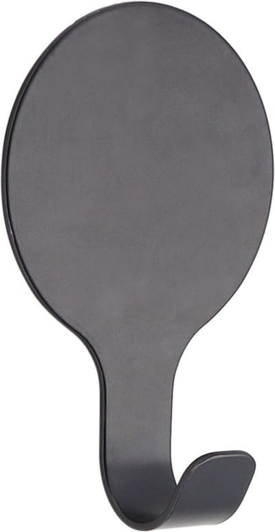 Tendance Plakhaakje rond - 1x stuks - 6 x 2,5 x 10 cm - Zelfklevende ophang haakjes - RVS - zwart - keuken/badkamer haken