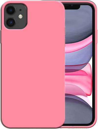Smartphonica Siliconen hoesje voor iPhone 11 case met zachte binnenkant - Roze geschikt voor iPhone 11