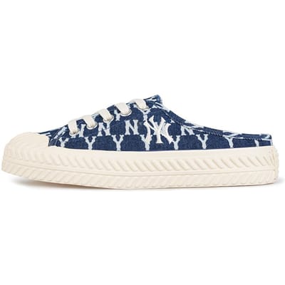 MLB Playball Mule Mono Denim Slip-On Antislip Duurzaam Lage Top Canvas Schoenen Unisex sneaker Donkerblauw 32SHSD111-50N 36.5 white