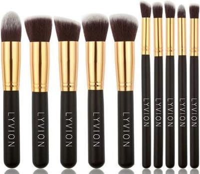 Make-up kwasten Geschenkset 10-delig Synthetisch haar - Zwart en Goud