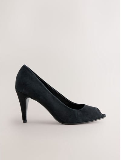 Next - Dames - Pumps van Premium leer met open neus - Zwart