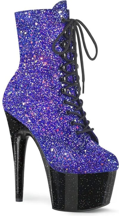 Pleaser - ADORE-1020MG Plateau Laarzen, Paaldans schoenen - Paaldans schoenen - 35 Shoes - Zwart/Paars