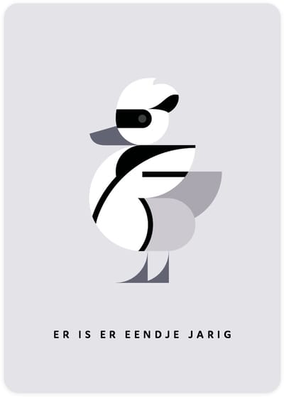 Er is er eendje jarig - 4x leuke verjaardagskaarten om te versturen - kaartenset - kaart met Nonnetje - vier kaarten met vogels