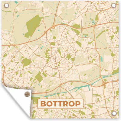 Tuin poster Bottrop - Plattegrond - Kaart - Vintage - Stadskaart - 200x200 cm - Tuindoek