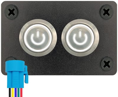 ProRide Metalen Pulsschakelaar 220V OFF-(ON) - Tweevoudig inbouwpaneel - 16mm - IP67 - LED indicatie Wit