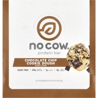 Geen Koemelk, proteïnereep, chocolate chip cookie deeg, 12 repen, 60 g (2,12 oz) elk