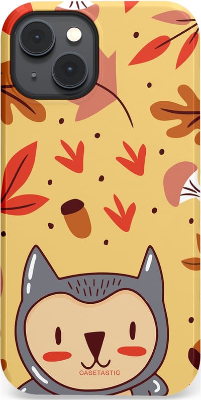 Casetastic hoesje geschikt voor Apple iPhone 14 Plus - MagSafe - Dubbellaagse bescherming - Uil in het woud - Fashion Case - Goud Terracotta Zand Rood