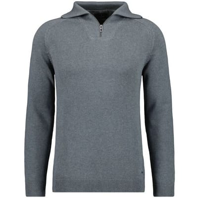 Ragman Trui Cotton Troyer Zip Raglan Sleeve Grijs Melange / male
