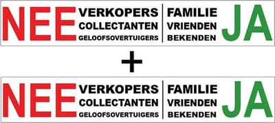 Brievenbussticker - Nee verkopers collectanten - Ja Familie Vrienden Bekenden -