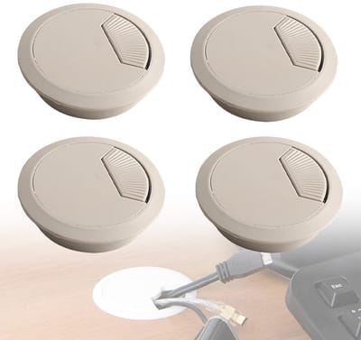 Dailygoody - Bureaukabeldoorvoer - Kabeldoorvoeren voor bureau - Lichtbruin - Gatafdekking - Kabeldoorvoer 60 mm - Voor huis en bureau