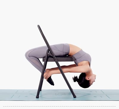 Yogastoel met rugleuning - Yoga hulpmiddel - Balansoefeningen - Opvouwbaar ontwerp - Zwart