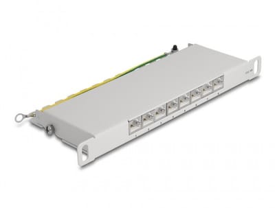 Delock 10 inch patch panel | 8x RJ45 | CAT6a | STP | 0,5U | grijs
