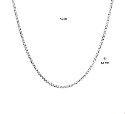 Zilver Gerhodineerde Collier venetiaans bol 1 1329056 45 cm