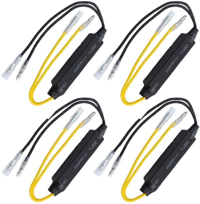 Dailygoody - LED Belastingsweerstand - Knipperlichtfout Fix - Zwart en geel - Motorfiets Accessoires - 4 Stuks - Geschikt voor Motor en Scooter - Kuns