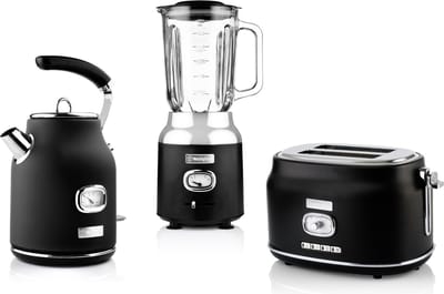 Westinghouse Retro 3-delige Set – Waterkoker 1,7L + Broodrooster 2 Sneden + Blender 1,5L – Zwart