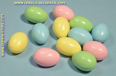 Decoratie Eieren, kunststof PASTEL GEKLEURD, assorti, 12 stuks - 45x65 mm Prachtig voor Pasen