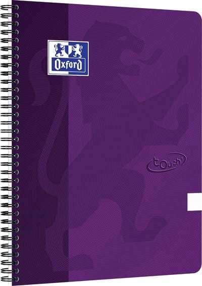 Spiraalblok oxford touch a4 70vel blanco paars - 5 stuks